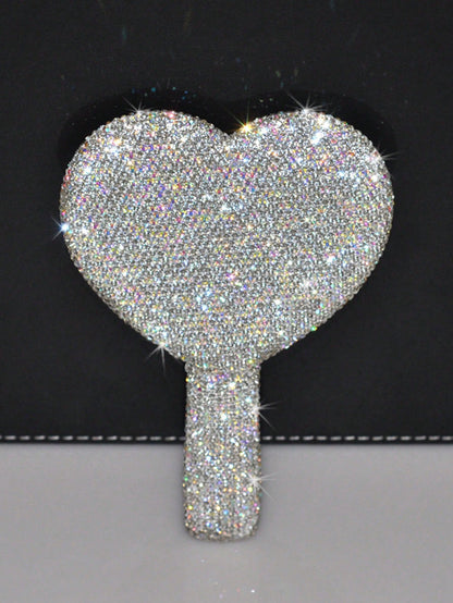 1pc Portable Crystal Rhinestone Handheld Mirror, Rhinestone-Encrusted ABS Beauty Handle Makeup Mirror, Bling Bling Princess Mirror For Makeup Touch-Up Best Home Decor Back To School Room Decor School