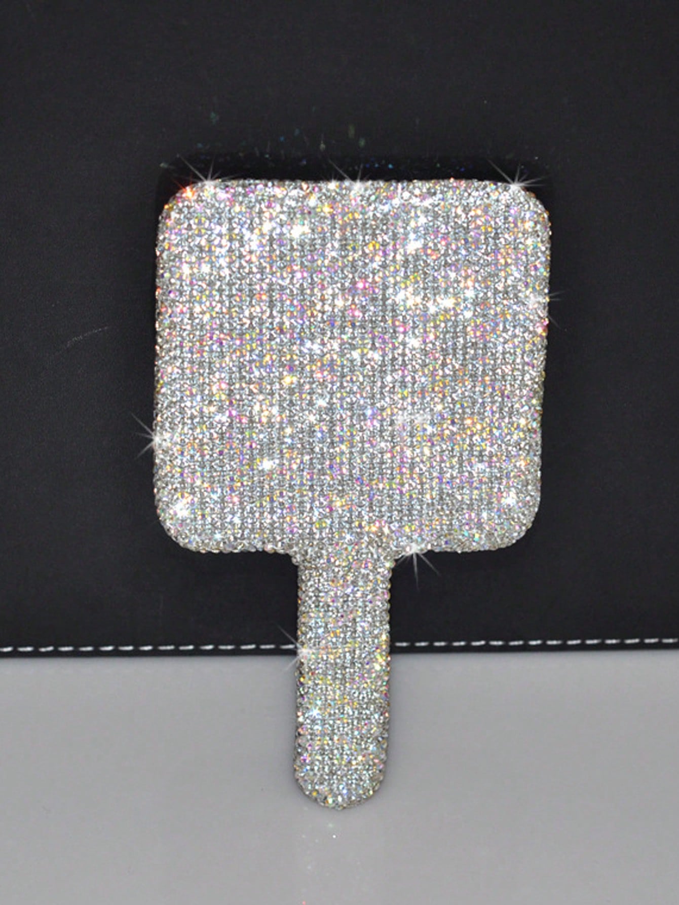 1pc Portable Crystal Rhinestone Handheld Mirror, Rhinestone-Encrusted ABS Beauty Handle Makeup Mirror, Bling Bling Princess Mirror For Makeup Touch-Up Best Home Decor Back To School Room Decor School