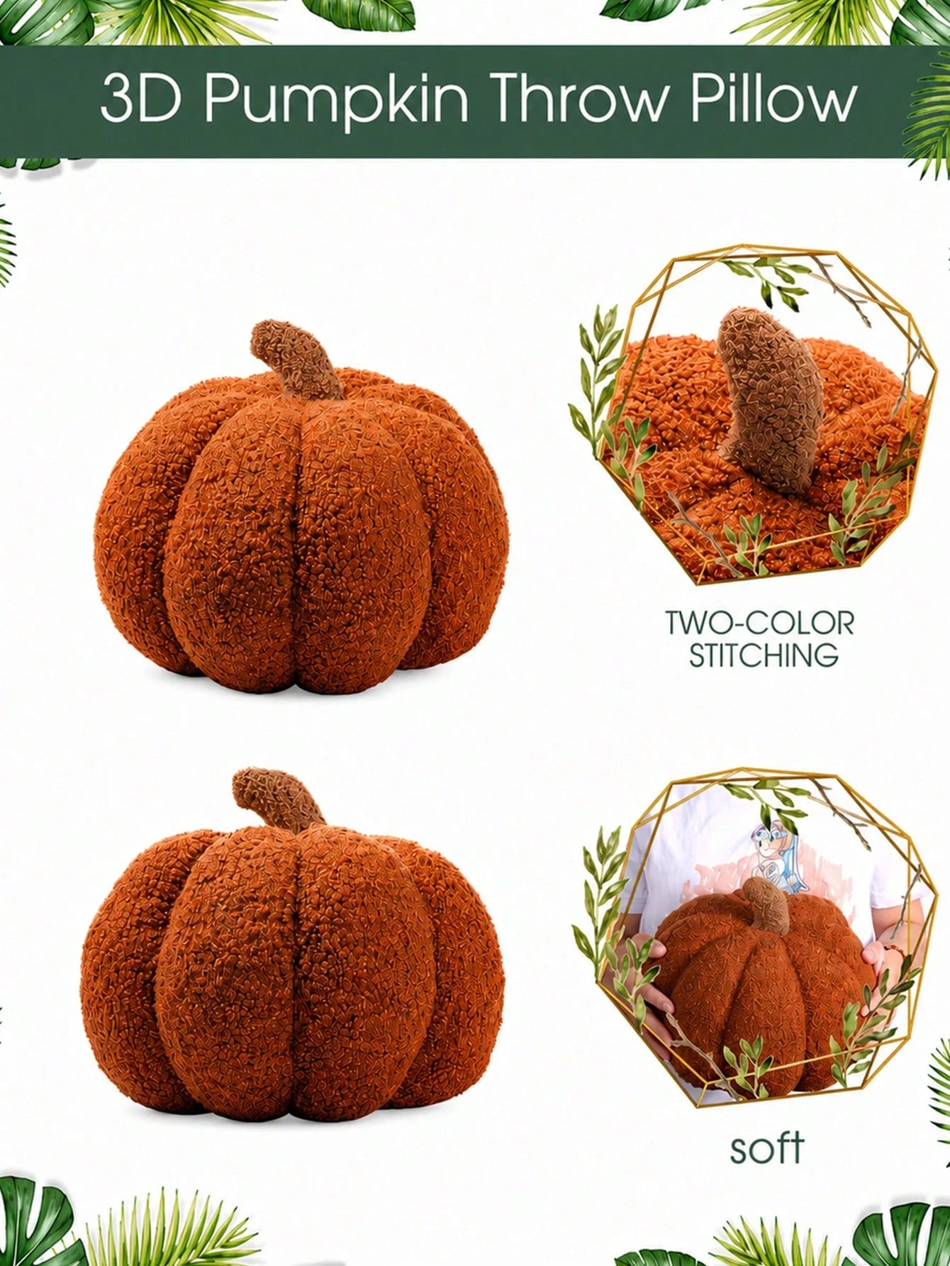 1pc Pumpkin Throw Pillow, Thanksgiving Pumpkin Decorative Pillow, Brown Shaped Pillow, Suitable For Autumn Room Decor Gift, Teddy Fleece Cute Halloween Throw Pillow, Autumn Decorative Pillow