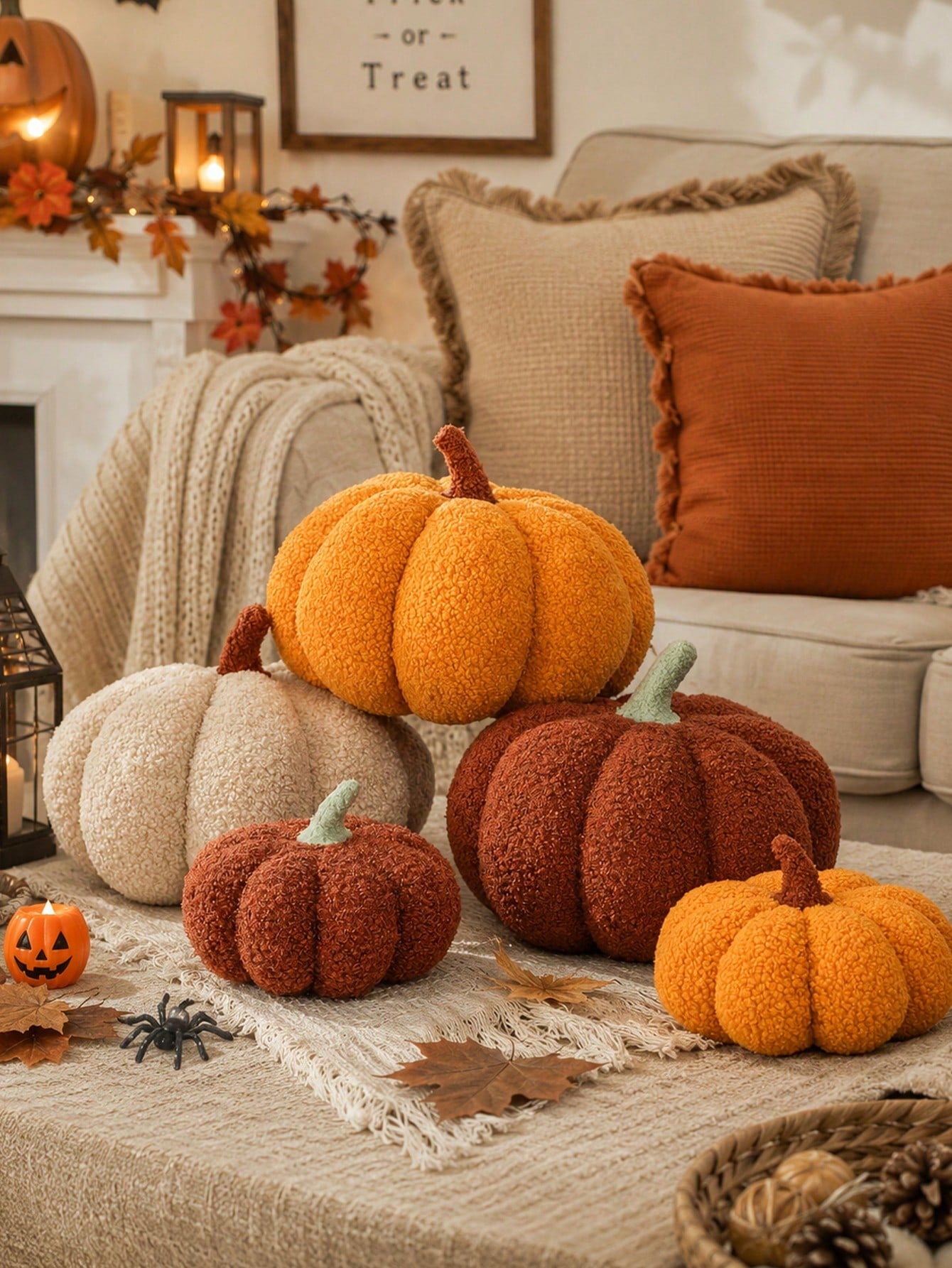 1pc Pumpkin Throw Pillow, Thanksgiving Pumpkin Decorative Pillow, Brown Shaped Pillow, Suitable For Autumn Room Decor Gift, Teddy Fleece Cute Halloween Throw Pillow, Autumn Decorative Pillow