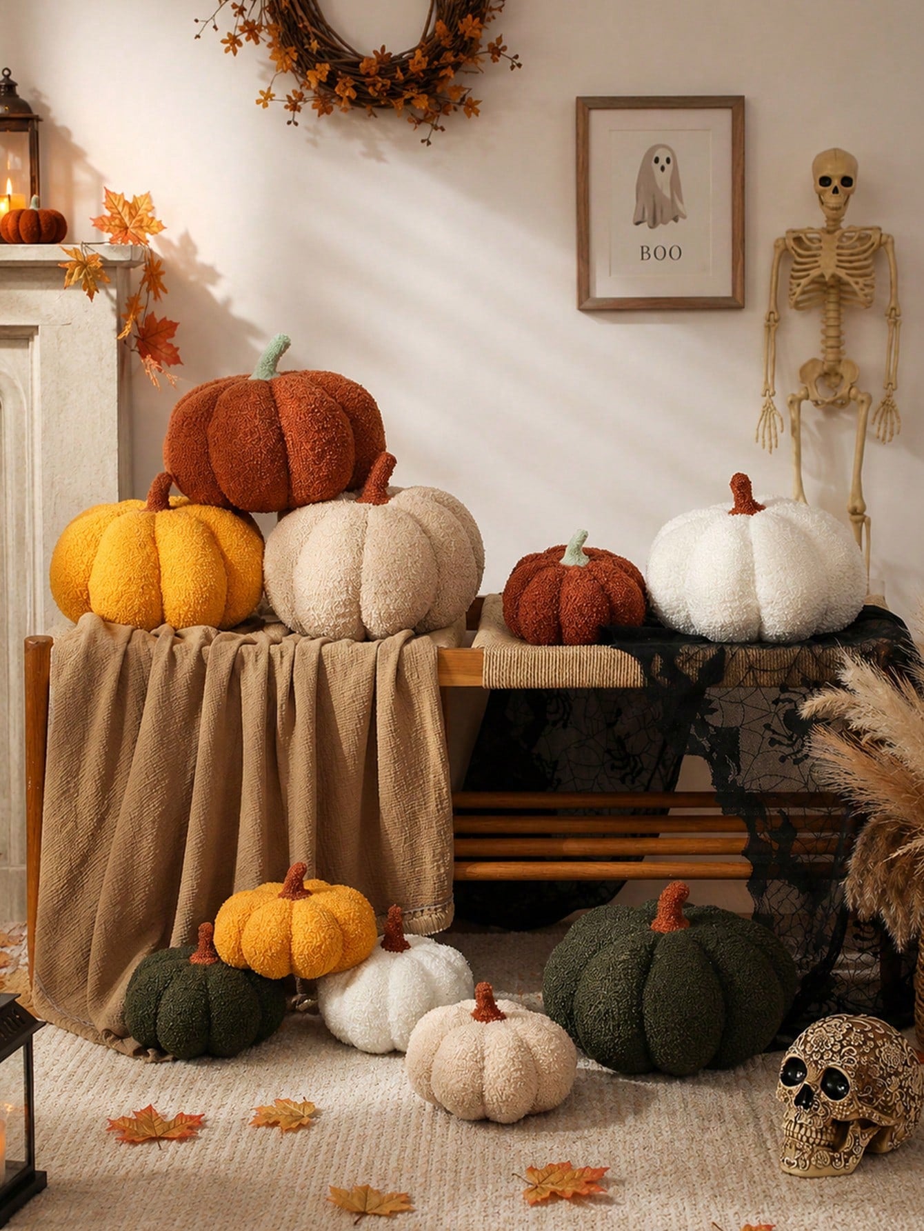 1pc Pumpkin Throw Pillow, Thanksgiving Pumpkin Decorative Pillow, Brown Shaped Pillow, Suitable For Autumn Room Decor Gift, Teddy Fleece Cute Halloween Throw Pillow, Autumn Decorative Pillow