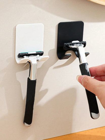 1pc Punch-Free Plastic Shaver Hook, Multifunctional Adhesive Wall Hanger For Clothes, Bags, Power Cords, Etc. In Bathroom Home Bathroom Decor Fall Decor Back To School