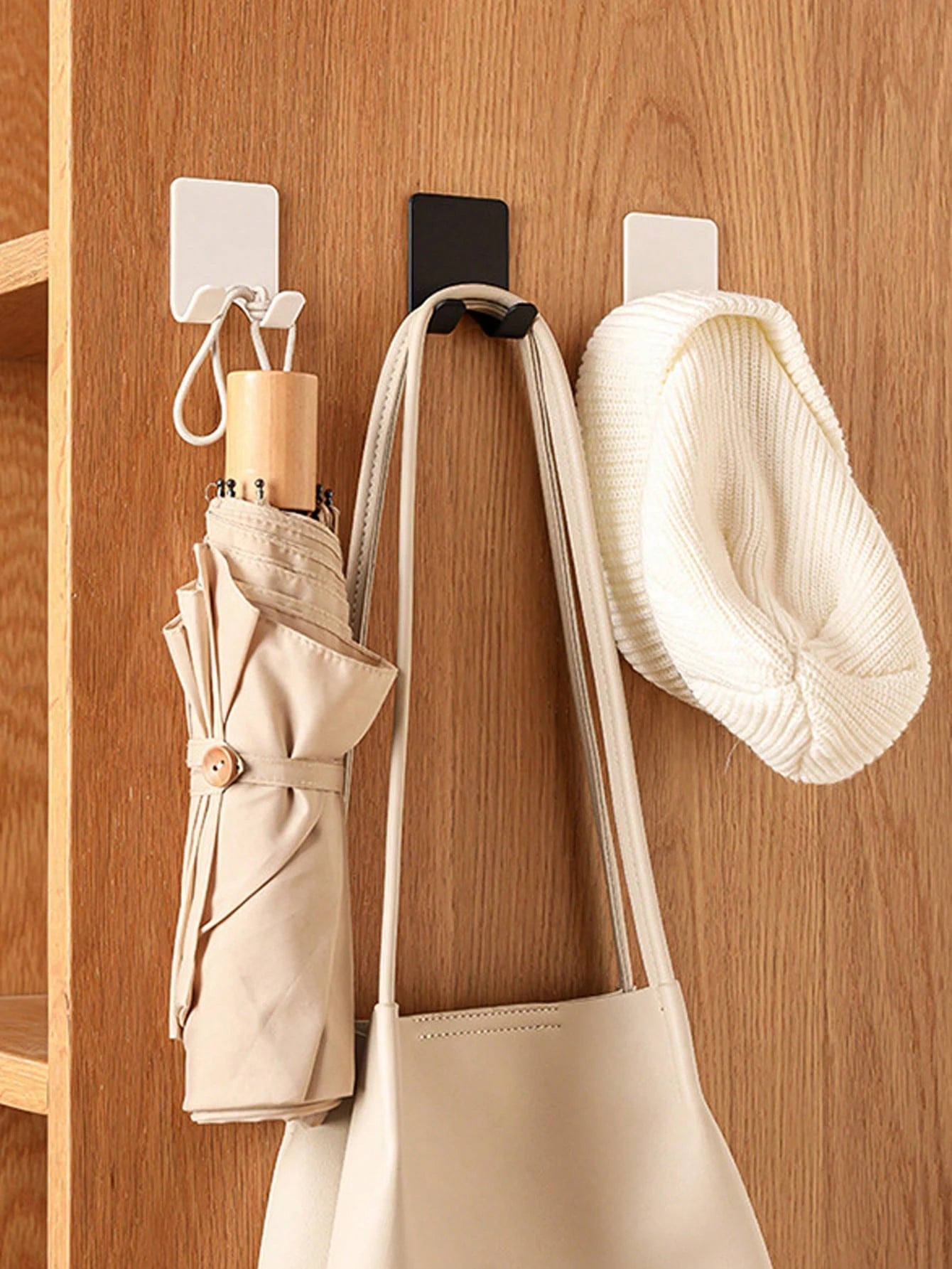 1pc Punch-Free Plastic Shaver Hook, Multifunctional Adhesive Wall Hanger For Clothes, Bags, Power Cords, Etc. In Bathroom Home Bathroom Decor Fall Decor Back To School