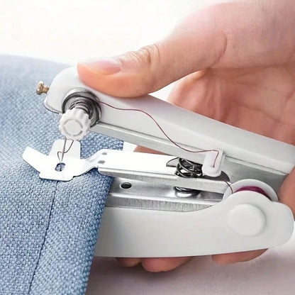 1pc Random Color Portable Handheld Mini Sewing Machine, Durable Home Sewing Kit For Clothing And Fabric Repair, Includes Sewing Machine, Threader And Long Thread Spool