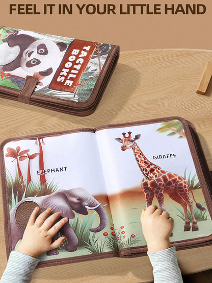 1pc Realistic Animal Touch And Feel Book, Cartoon Panda Untearable Cloth Book, Educational Cognition Picture Book, Early Learning Toy For Baby Boys And Girls, Christmas Halloween Thanksgiving Birthday