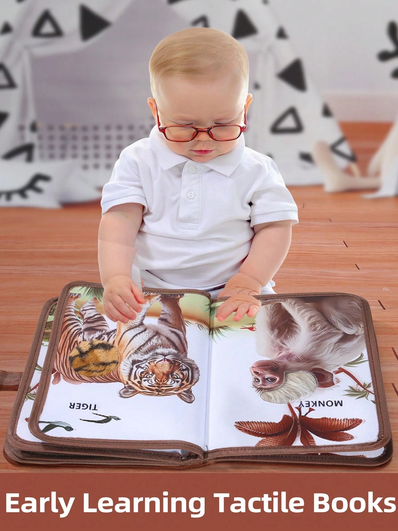 1pc Realistic Animal Touch And Feel Book, Cartoon Panda Untearable Cloth Book, Educational Cognition Picture Book, Early Learning Toy For Baby Boys And Girls, Christmas Halloween Thanksgiving Birthday