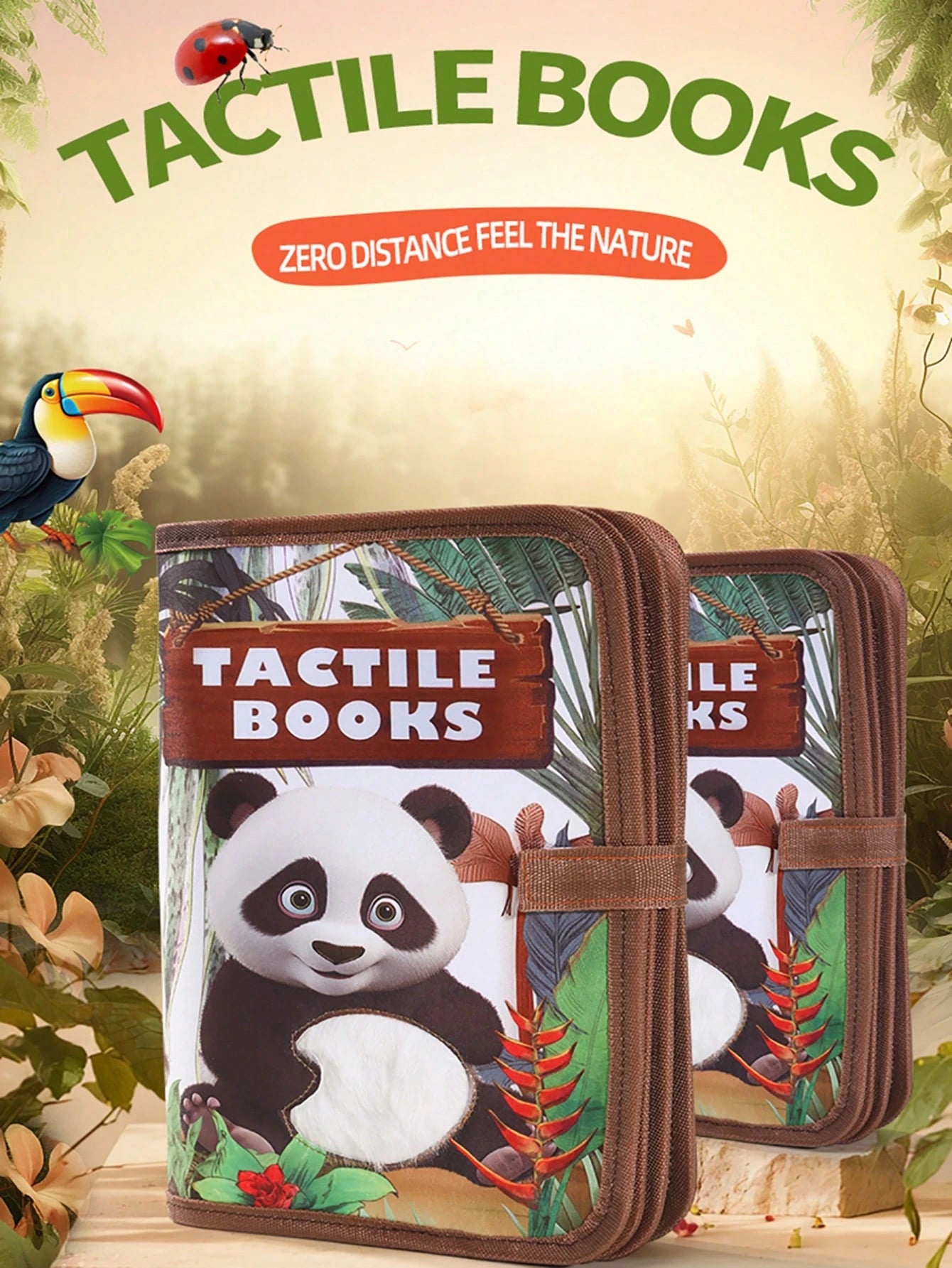 1pc Realistic Animal Touch And Feel Book, Cartoon Panda Untearable Cloth Book, Educational Cognition Picture Book, Early Learning Toy For Baby Boys And Girls, Christmas Halloween Thanksgiving Birthday