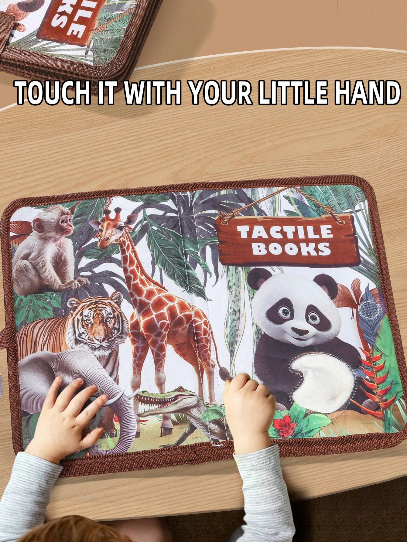 1pc Realistic Animal Touch And Feel Book, Cartoon Panda Untearable Cloth Book, Educational Cognition Picture Book, Early Learning Toy For Baby Boys And Girls, Christmas Halloween Thanksgiving Birthday