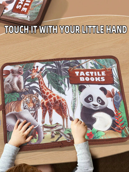 1pc Realistic Animal Touch And Feel Book, Cartoon Panda Untearable Cloth Book, Educational Cognition Picture Book, Early Learning Toy For Baby Boys And Girls, Christmas Halloween Thanksgiving Birthday