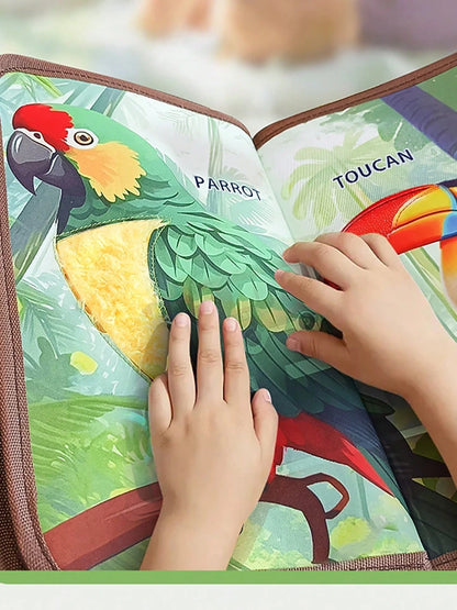 1pc Realistic Animal Touch And Feel Book, Cartoon Panda Untearable Cloth Book, Educational Cognition Picture Book, Early Learning Toy For Baby Boys And Girls, Christmas Halloween Thanksgiving Birthday