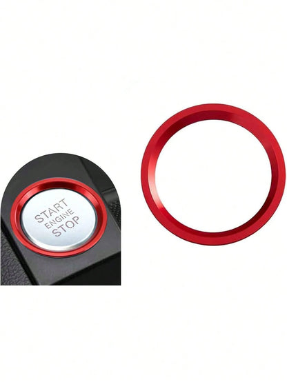 1pc Red Car Start Decoration Ring, Suitable For Audi A4L A5 A6L A7 Q5 Q7 One-Key Start Decoration Ring Ignition Switch Button Decal