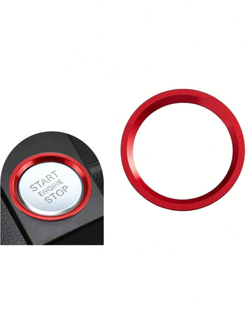 1pc Red Car Start Decoration Ring, Suitable For Audi A4L A5 A6L A7 Q5 Q7 One-Key Start Decoration Ring Ignition Switch Button Decal