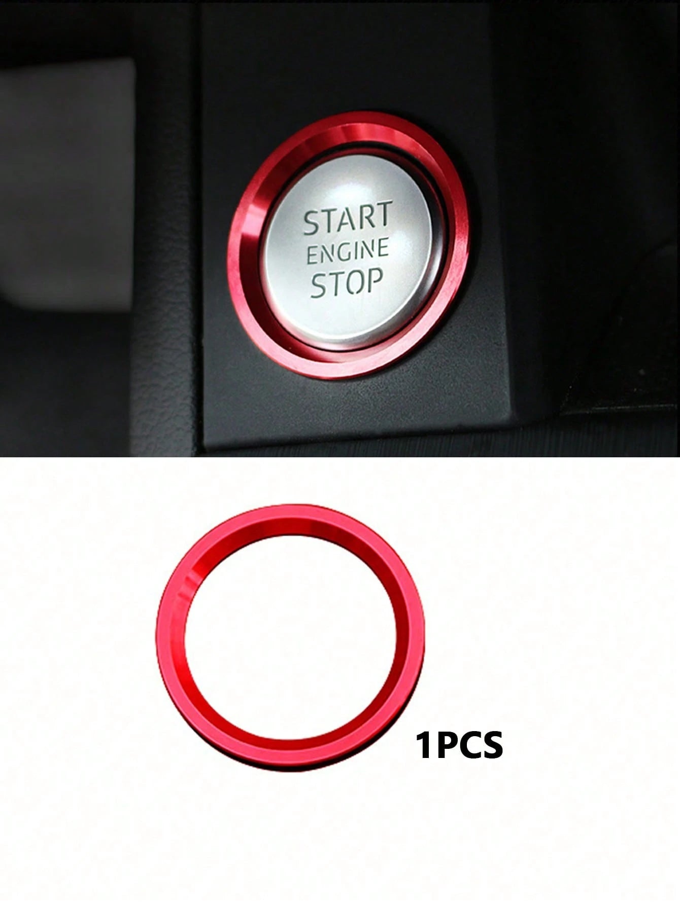 1pc Red Car Start Decoration Ring, Suitable For Audi A4L A5 A6L A7 Q5 Q7 One-Key Start Decoration Ring Ignition Switch Button Decal