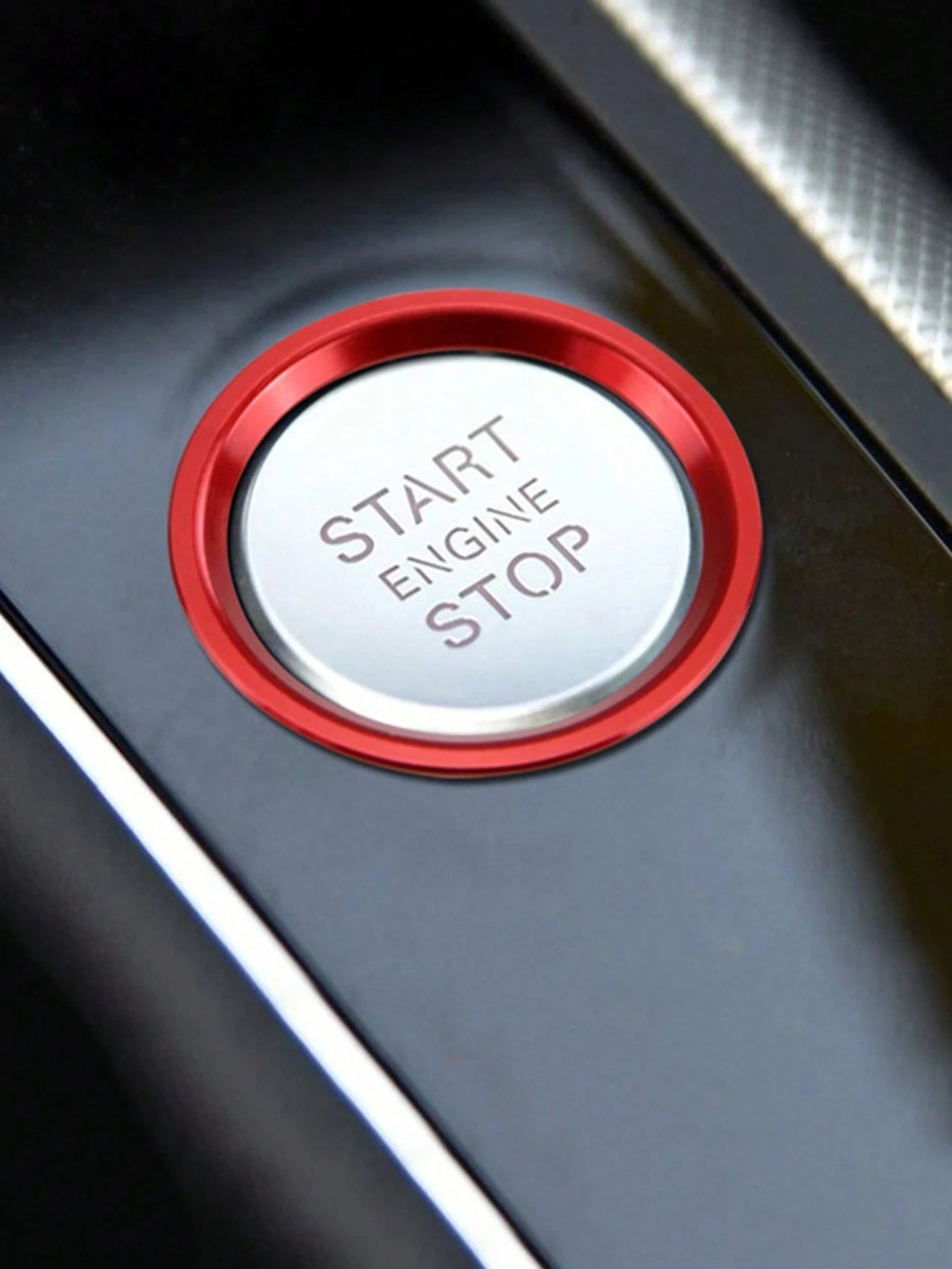 1pc Red Car Start Decoration Ring, Suitable For Audi A4L A5 A6L A7 Q5 Q7 One-Key Start Decoration Ring Ignition Switch Button Decal