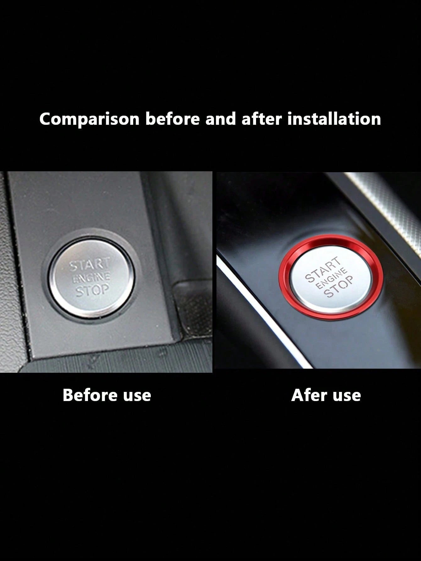 1pc Red Car Start Decoration Ring, Suitable For Audi A4L A5 A6L A7 Q5 Q7 One-Key Start Decoration Ring Ignition Switch Button Decal