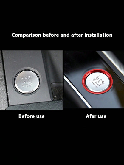 1pc Red Car Start Decoration Ring, Suitable For Audi A4L A5 A6L A7 Q5 Q7 One-Key Start Decoration Ring Ignition Switch Button Decal