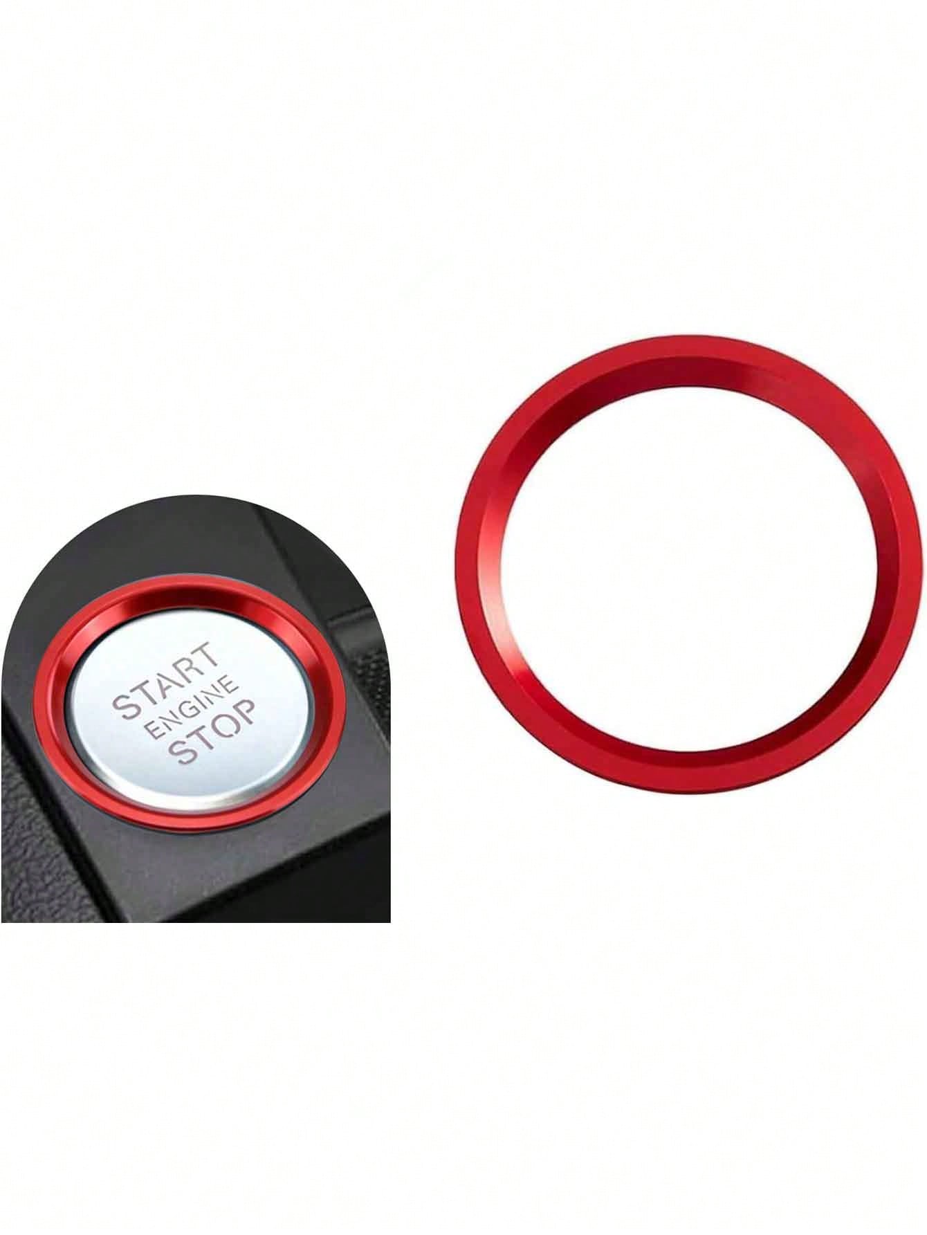 1pc Red Car Start Decoration Ring, Suitable For Audi A4L A5 A6L A7 Q5 Q7 One-Key Start Decoration Ring Ignition Switch Button Decal