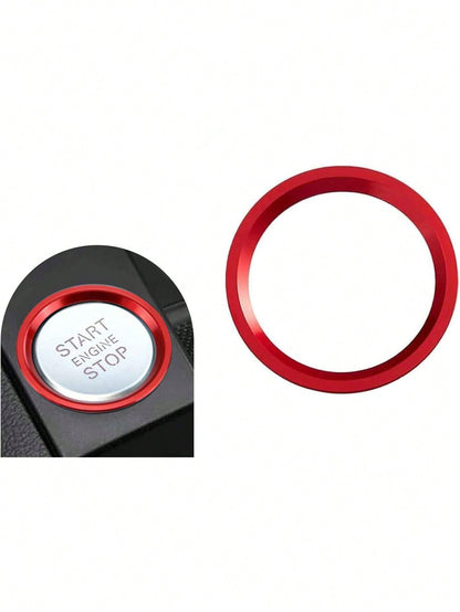 1pc Red Car Start Decoration Ring, Suitable For Audi A4L A5 A6L A7 Q5 Q7 One-Key Start Decoration Ring Ignition Switch Button Decal