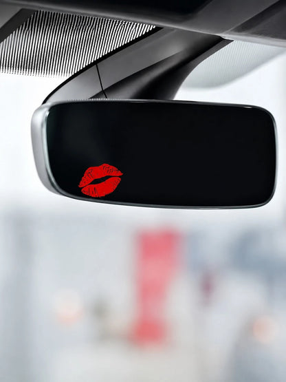 1pc Red Lips Design, Fantasy Cartoon Theme, Self-Adhesive Rearview Mirror Sticker, Glossy Surface, Irregular Shape, Suitable For Car, Motorcycle, Laptop, And Glass Surface Decoration