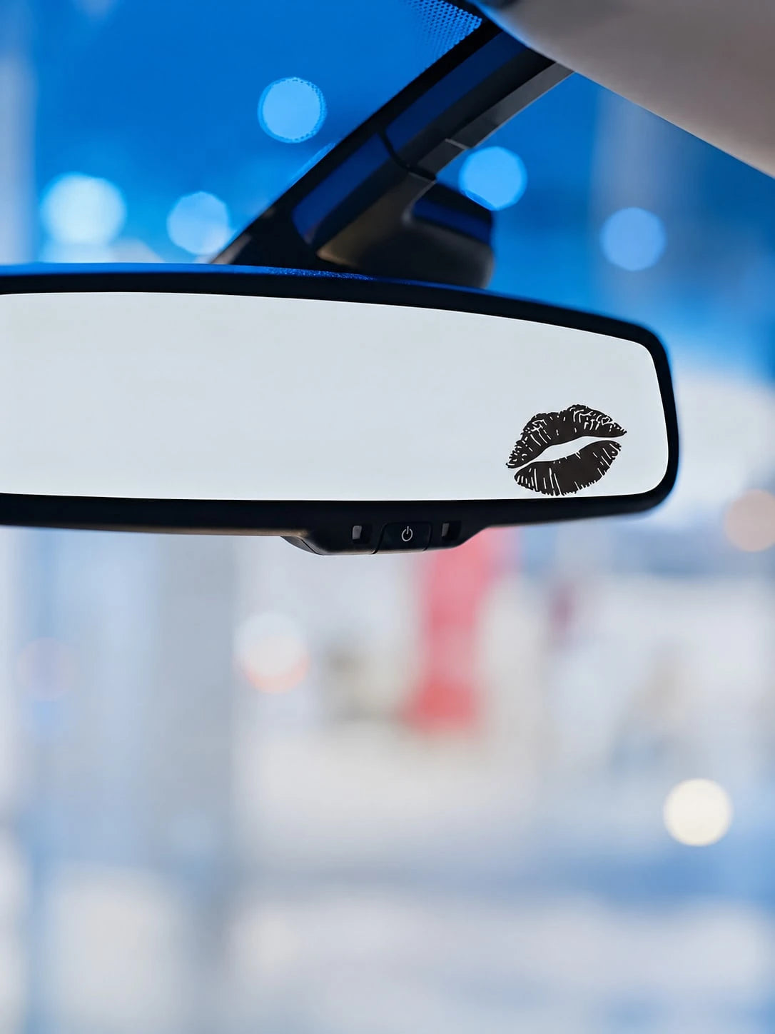 1pc Red Lips Design, Fantasy Cartoon Theme, Self-Adhesive Rearview Mirror Sticker, Glossy Surface, Irregular Shape, Suitable For Car, Motorcycle, Laptop, And Glass Surface Decoration