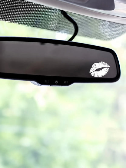 1pc Red Lips Design, Fantasy Cartoon Theme, Self-Adhesive Rearview Mirror Sticker, Glossy Surface, Irregular Shape, Suitable For Car, Motorcycle, Laptop, And Glass Surface Decoration