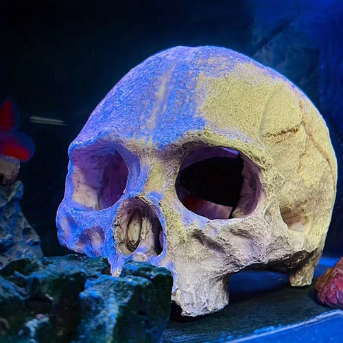 1pc Resin Aquarium Decor Skull Ornament, Suitable For Reptiles And Pets