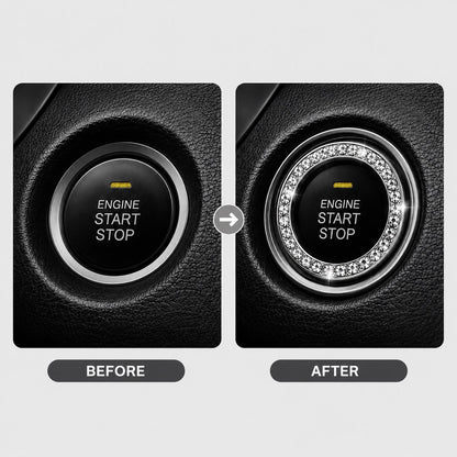 1pc Rhinestone Car Engine Start/Stop Button Ring, Shiny Crystal One-Touch Start Button Decorative Cover, Shiny Car Interior Accessory