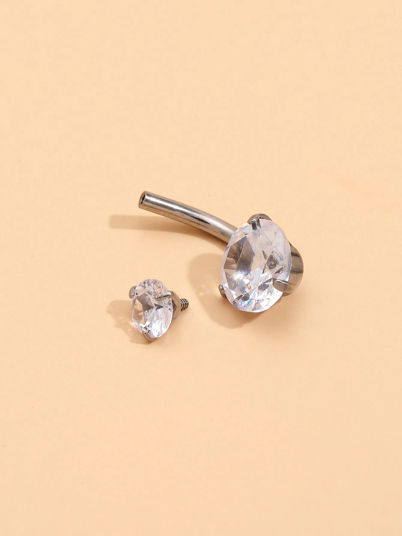 1pc Rhinestone Decor Stainless Steel Navel Belly Ring For Women And Men, Punk Piercing Fashion Body Jewelry Gift For All Occasions