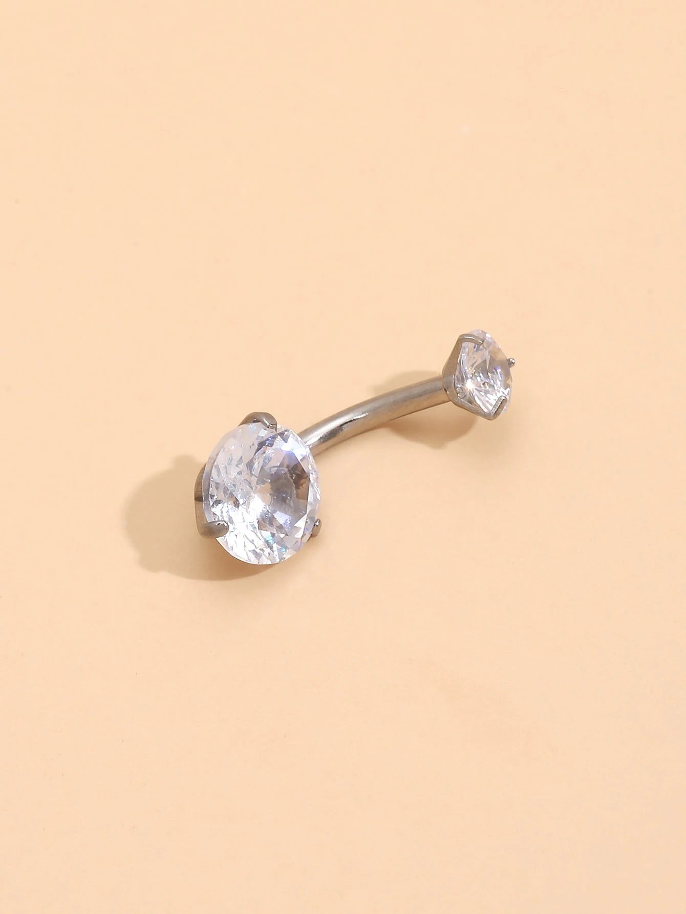 1pc Rhinestone Decor Stainless Steel Navel Belly Ring For Women And Men, Punk Piercing Fashion Body Jewelry Gift For All Occasions