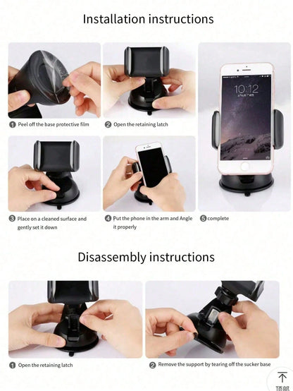 1pc Rhinestone Studded Car Phone Holder, Suction Cup Rotation Mount Smartphone Stand For Car Navigation Compatible With IPhone, Android Phone, Gift For Birthday, Family, Friends Car Accessories