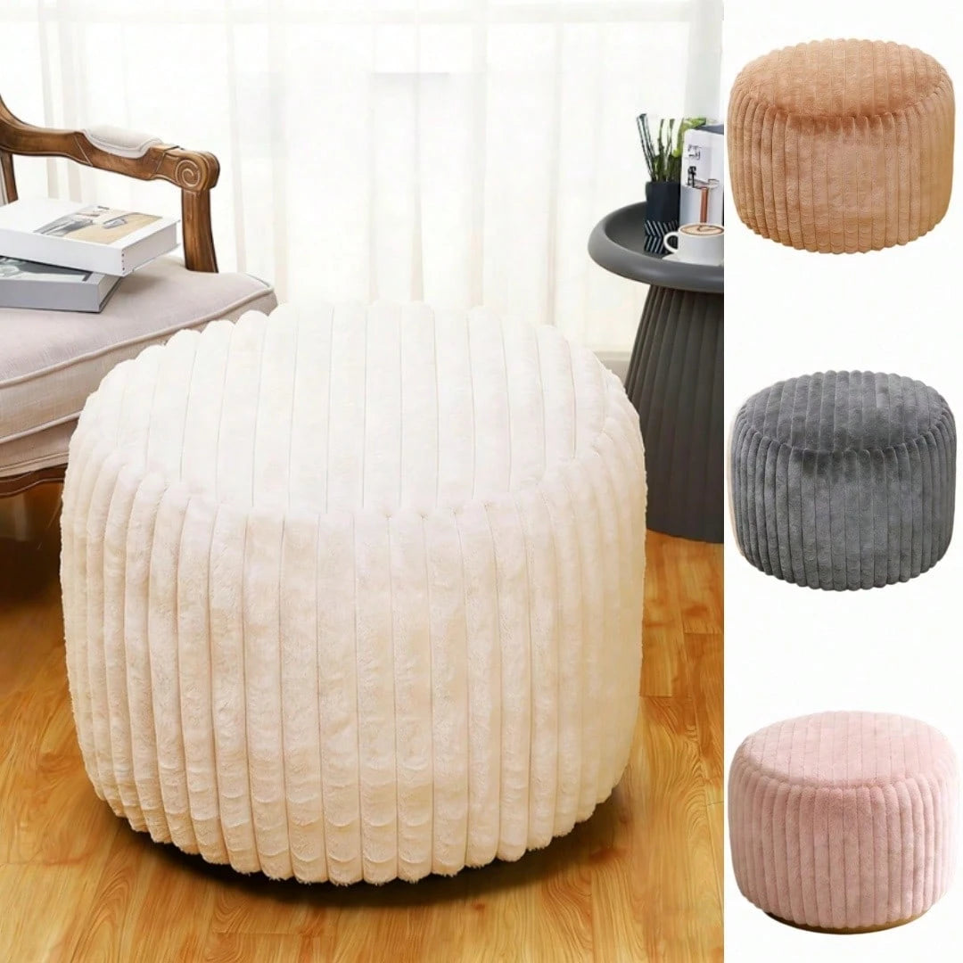 1pc Round Footstool Cover, Fashionable Minimalist Solid Color Velvet Footrest Slipcover, Removable & Washable, Thickened Anti-Dust Anti-Slip, Suitable For Bedroom Living Room, Without Filler