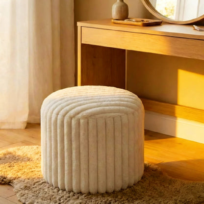 1pc Round Footstool Cover, Fashionable Minimalist Solid Color Velvet Footrest Slipcover, Removable & Washable, Thickened Anti-Dust Anti-Slip, Suitable For Bedroom Living Room, Without Filler