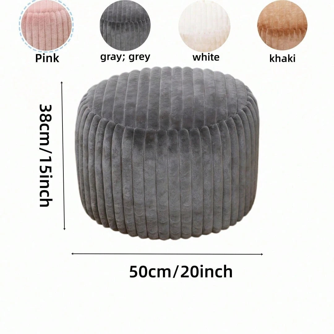 1pc Round Footstool Cover, Fashionable Minimalist Solid Color Velvet Footrest Slipcover, Removable & Washable, Thickened Anti-Dust Anti-Slip, Suitable For Bedroom Living Room, Without Filler