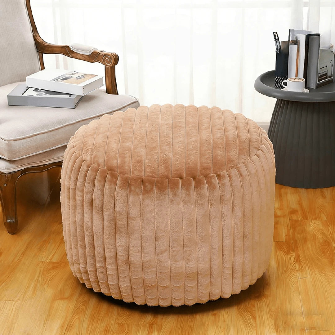 1pc Round Footstool Cover, Fashionable Minimalist Solid Color Velvet Footrest Slipcover, Removable & Washable, Thickened Anti-Dust Anti-Slip, Suitable For Bedroom Living Room, Without Filler