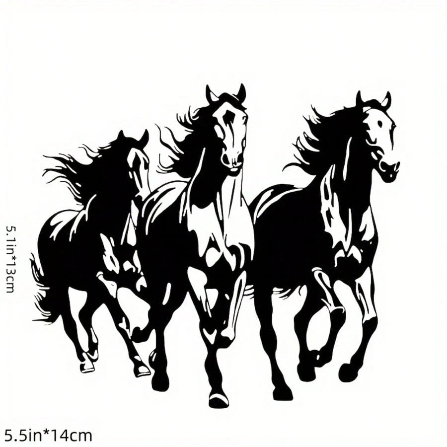 1pc Running Black And White Horse Vinyl Decal Sticker, Premium Waterproof Sticker For Car, Motorcycle, Truck, Laptop, Adds Irresistible Charm! Smooth Sticker For Bumper, Toilet, Wall