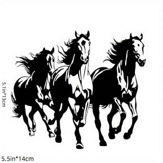 1pc Running Black And White Horse Vinyl Decal Sticker, Premium Waterproof Sticker For Car, Motorcycle, Truck, Laptop, Adds Irresistible Charm! Smooth Sticker For Bumper, Toilet, Wall