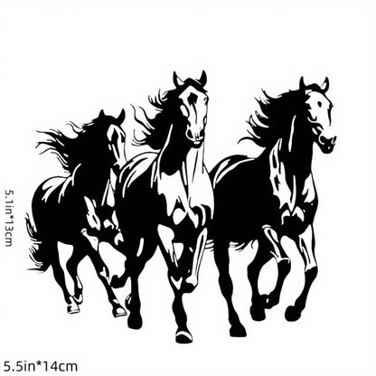 1pc Running Black And White Horse Vinyl Decal Sticker, Premium Waterproof Sticker For Car, Motorcycle, Truck, Laptop, Adds Irresistible Charm! Smooth Sticker For Bumper, Toilet, Wall