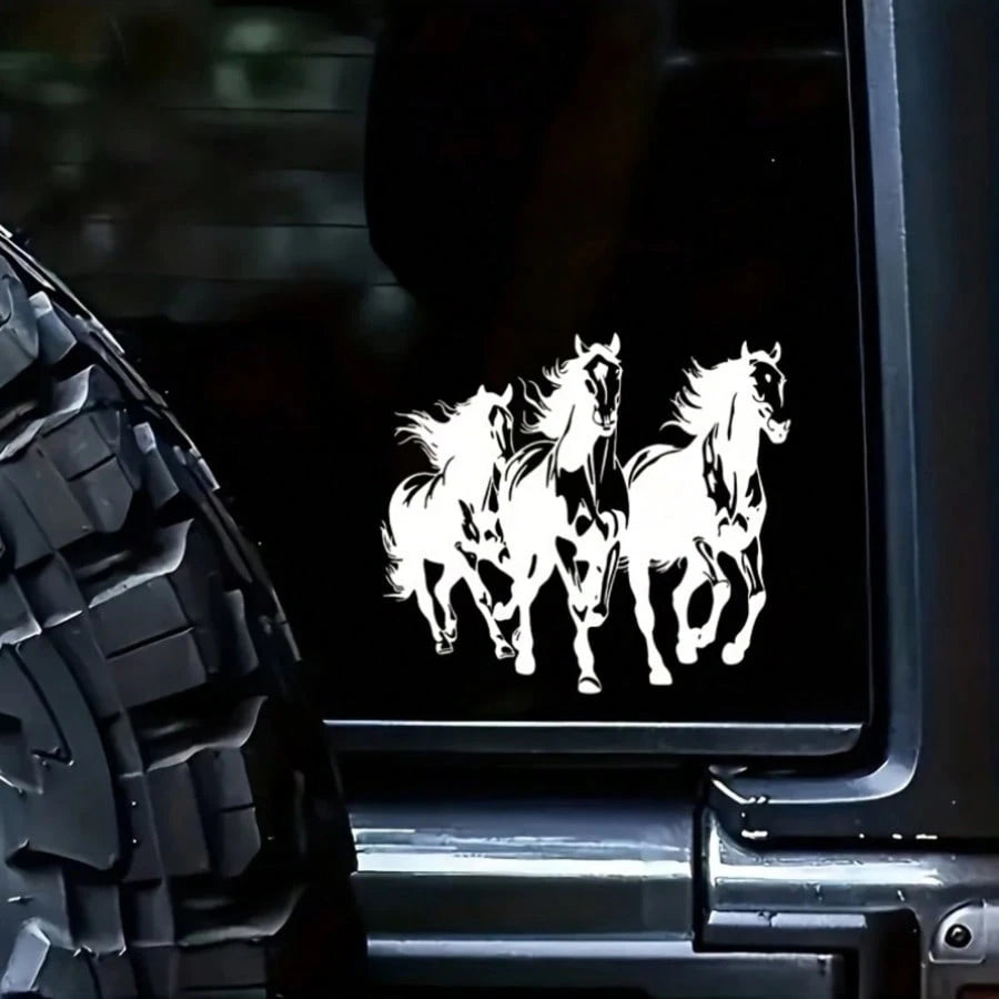 1pc Running Black And White Horse Vinyl Decal Sticker, Premium Waterproof Sticker For Car, Motorcycle, Truck, Laptop, Adds Irresistible Charm! Smooth Sticker For Bumper, Toilet, Wall