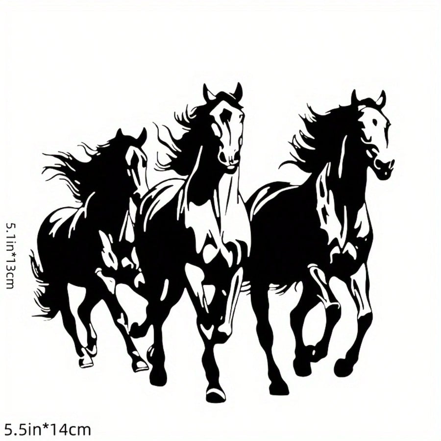 1pc Running Black And White Horse Vinyl Decal Sticker, Premium Waterproof Sticker For Car, Motorcycle, Truck, Laptop, Adds Irresistible Charm! Smooth Sticker For Bumper, Toilet, Wall