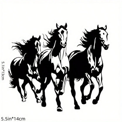 1pc Running Black And White Horse Vinyl Decal Sticker, Premium Waterproof Sticker For Car, Motorcycle, Truck, Laptop, Adds Irresistible Charm! Smooth Sticker For Bumper, Toilet, Wall