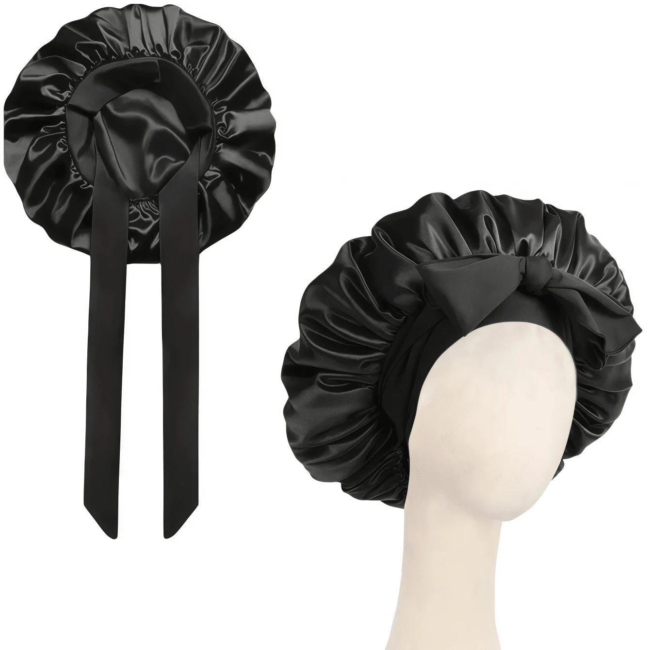 1pc Satin Sleep Cap With Adjustable Bow Tie- Lightweight, For Curly/Braided/Natural Hair, Available In Multiple Colors, Nighttime Hair Care, Soft And Close Fit For Hair, Hair Accessories