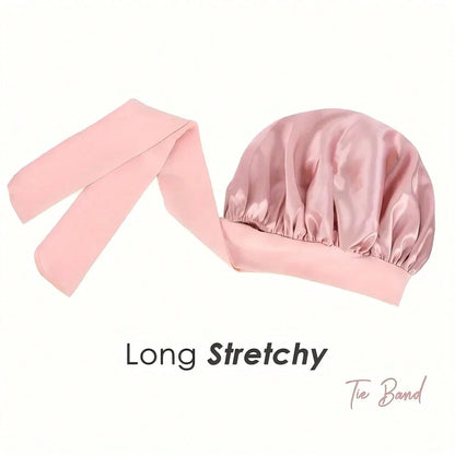 1pc Satin Sleep Cap With Adjustable Bow Tie- Lightweight, For Curly/Braided/Natural Hair, Available In Multiple Colors, Nighttime Hair Care, Soft And Close Fit For Hair, Hair Accessories
