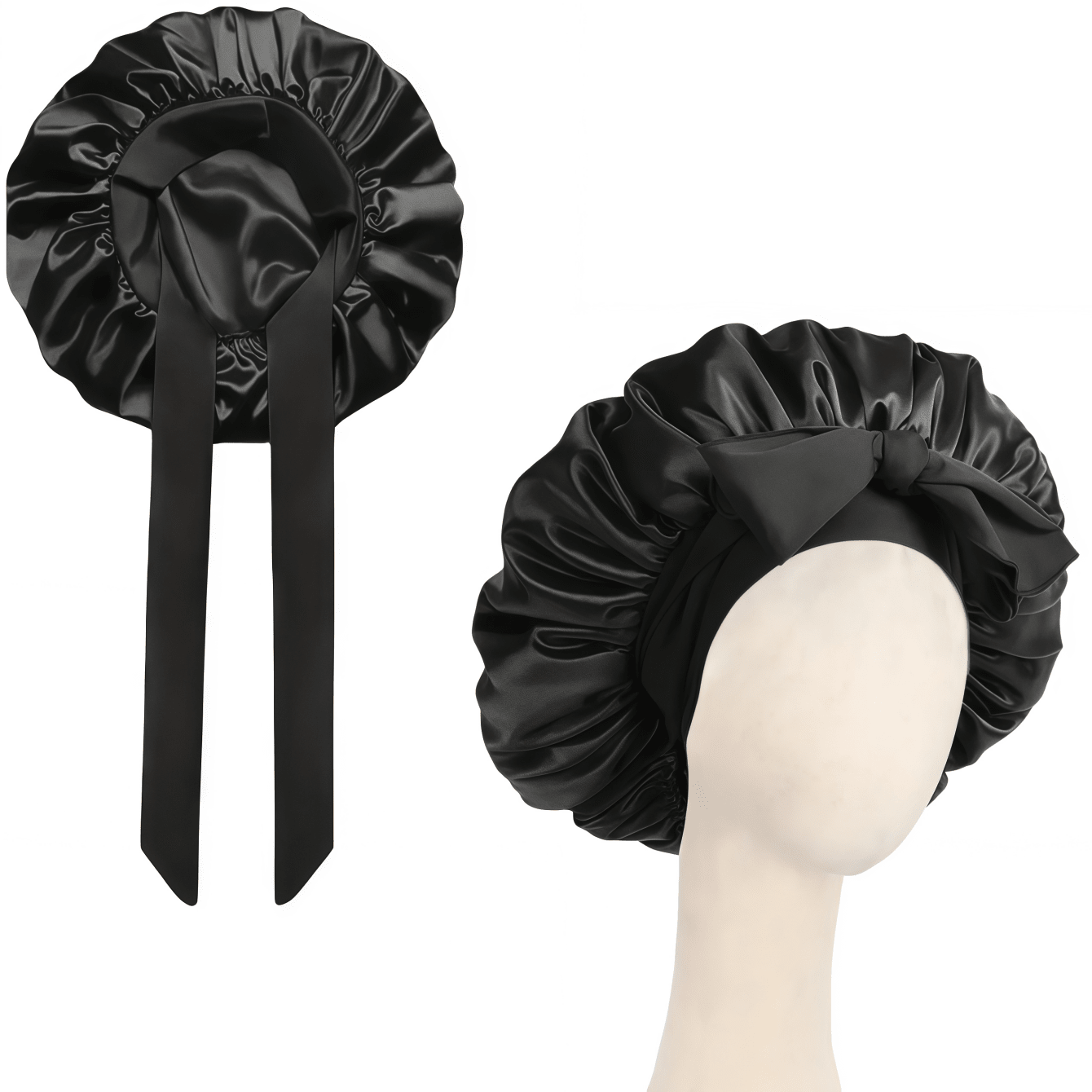 1pc Satin Sleep Cap With Adjustable Bow Tie- Lightweight, For Curly/Braided/Natural Hair, Available In Multiple Colors, Nighttime Hair Care, Soft And Close Fit For Hair, Hair Accessories