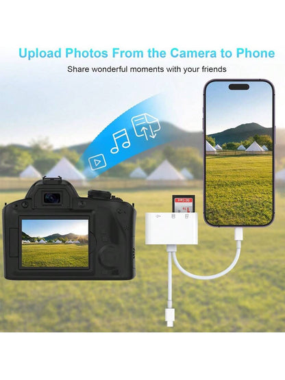 1pc SD Card Reader 2-In-1 USB Adapter, SD/TF Card Viewer With USB 3.0 Memory Card Reader Suitable For/IPad/ 15 Pro Max/15 Pro/15 Plus/15/14/13/12/11/XS/XR/8/7/6, Series, Plug And Play