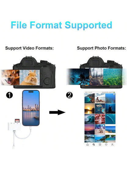 1pc SD Card Reader 2-In-1 USB Adapter, SD/TF Card Viewer With USB 3.0 Memory Card Reader Suitable For/IPad/ 15 Pro Max/15 Pro/15 Plus/15/14/13/12/11/XS/XR/8/7/6, Series, Plug And Play