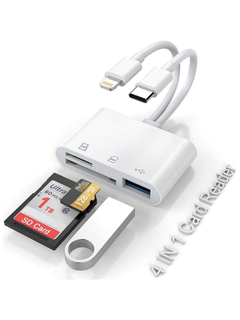 1pc SD Card Reader 2-In-1 USB Adapter, SD/TF Card Viewer With USB 3.0 Memory Card Reader Suitable For/IPad/ 15 Pro Max/15 Pro/15 Plus/15/14/13/12/11/XS/XR/8/7/6, Series, Plug And Play