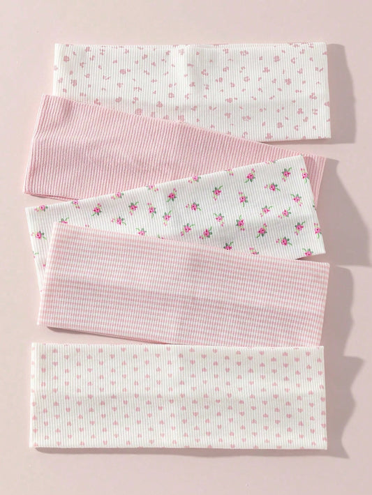 1pc/Set Fashion Women's Soft Non-Slip Headband With Bow, Stripes, Heart, Floral Print, Elastic Yoga Sports Hair Accessory, Suitable For Daily Wear, Winter Scarf Women's Headwrap, Soft Headband Women's