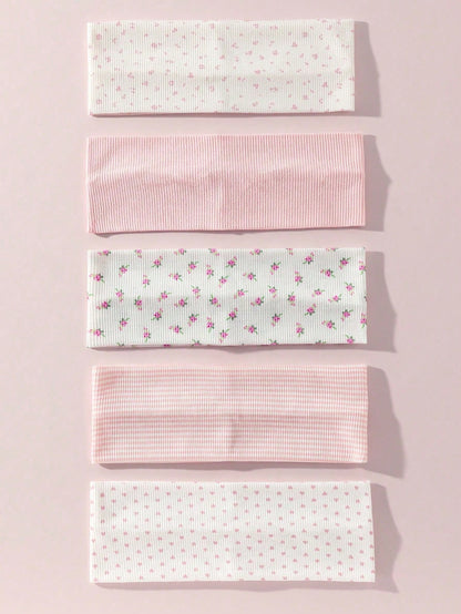 1pc/Set Fashion Women's Soft Non-Slip Headband With Bow, Stripes, Heart, Floral Print, Elastic Yoga Sports Hair Accessory, Suitable For Daily Wear, Winter Scarf Women's Headwrap, Soft Headband Women's