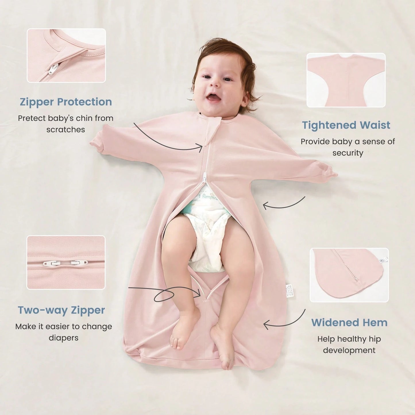 1pc Shark Fin Shaped Baby Sleeping Bag, Soft And Comfortable, With Two-Way Zipper, Suitable As Newborn Gift