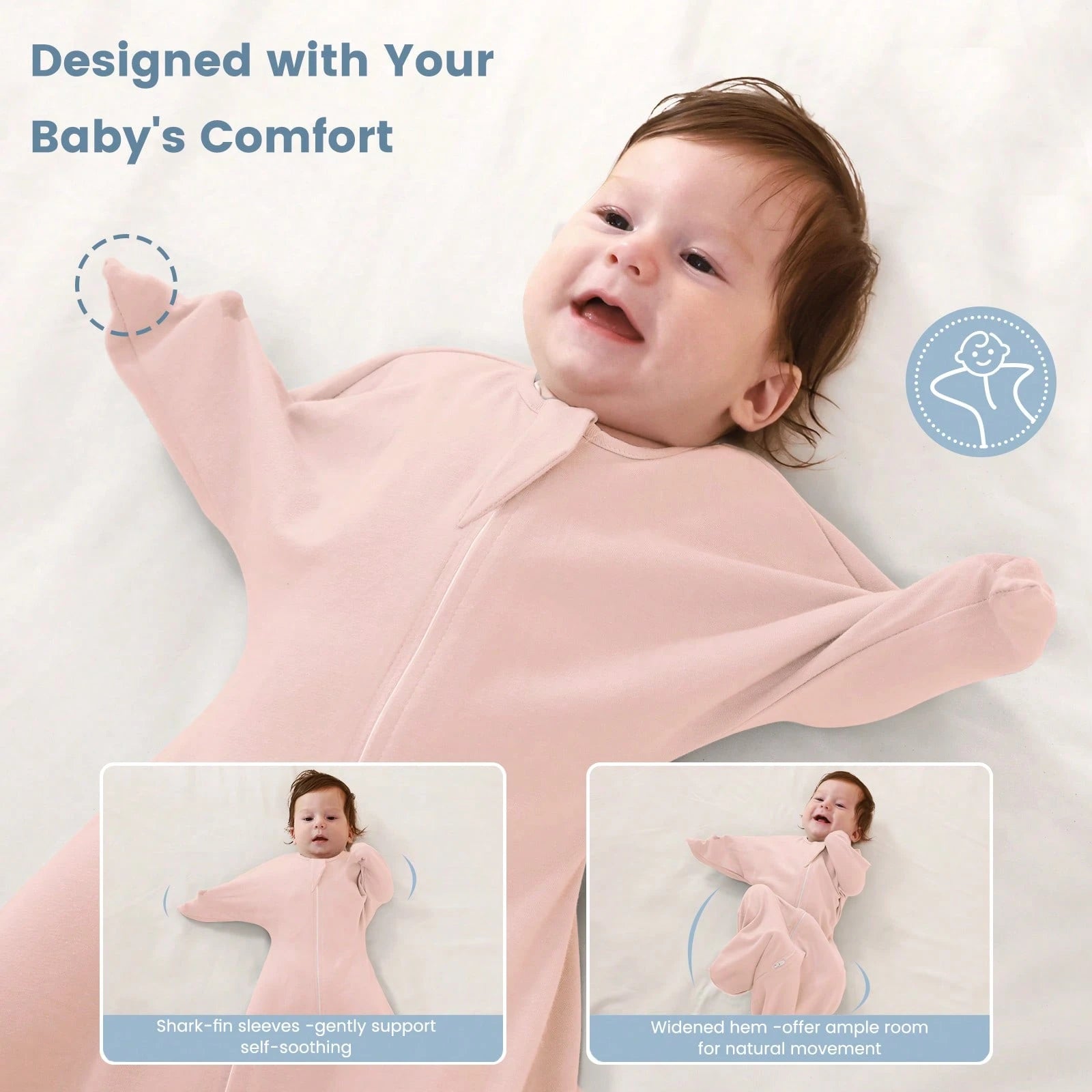 1pc Shark Fin Shaped Baby Sleeping Bag, Soft And Comfortable, With Two-Way Zipper, Suitable As Newborn Gift